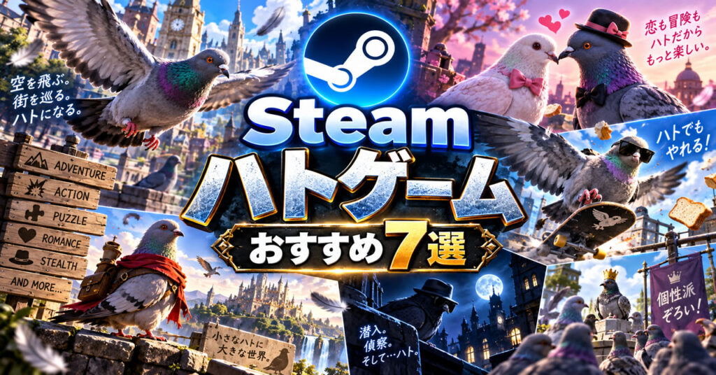 Steamのハトゲームおすすめ7選|無料・日本語対応の個性派PCゲームを紹介