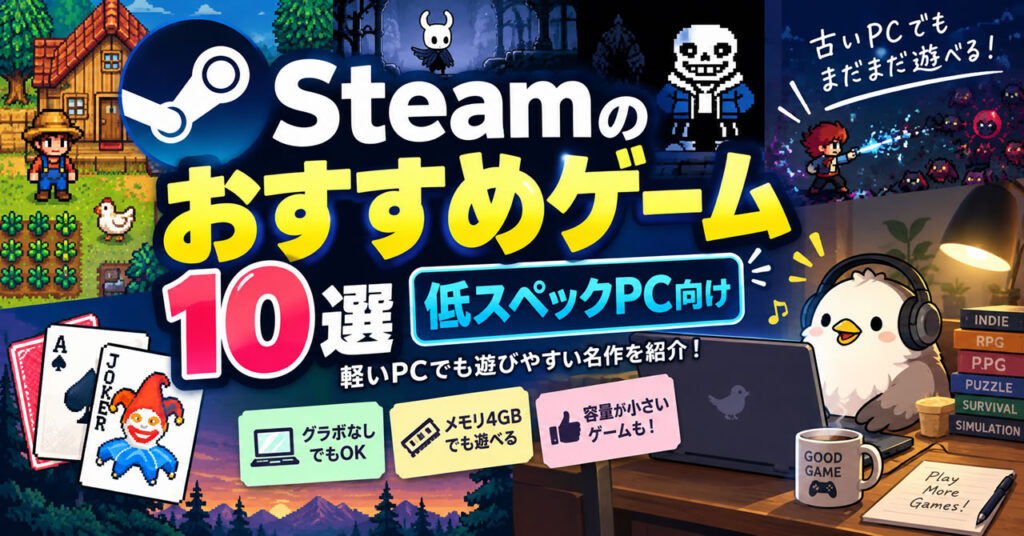 Steamのおすすめゲーム10選【低スペックPC向け】|軽いPCでも遊びやすい名作